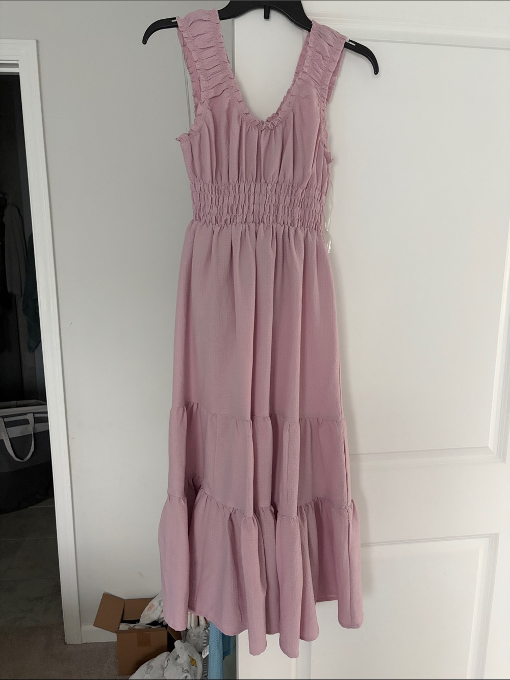 Maternity entro Dusty Pink Smocked Midi Dress
